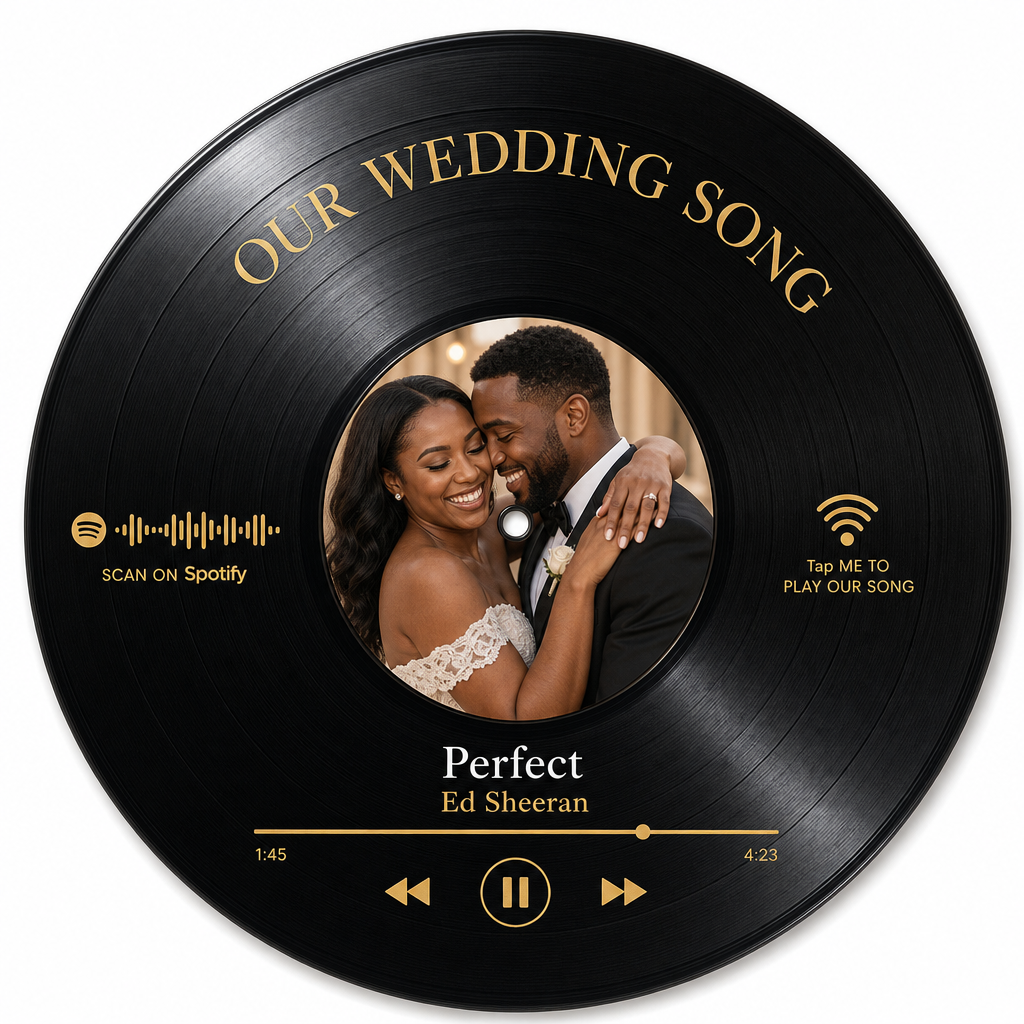 Vinyl Record NFC Magnet — finished personalized example